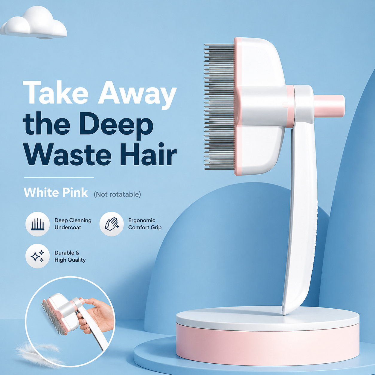 Gentle Deshedding Brush for Cats & Dogs – No Mess 🐾