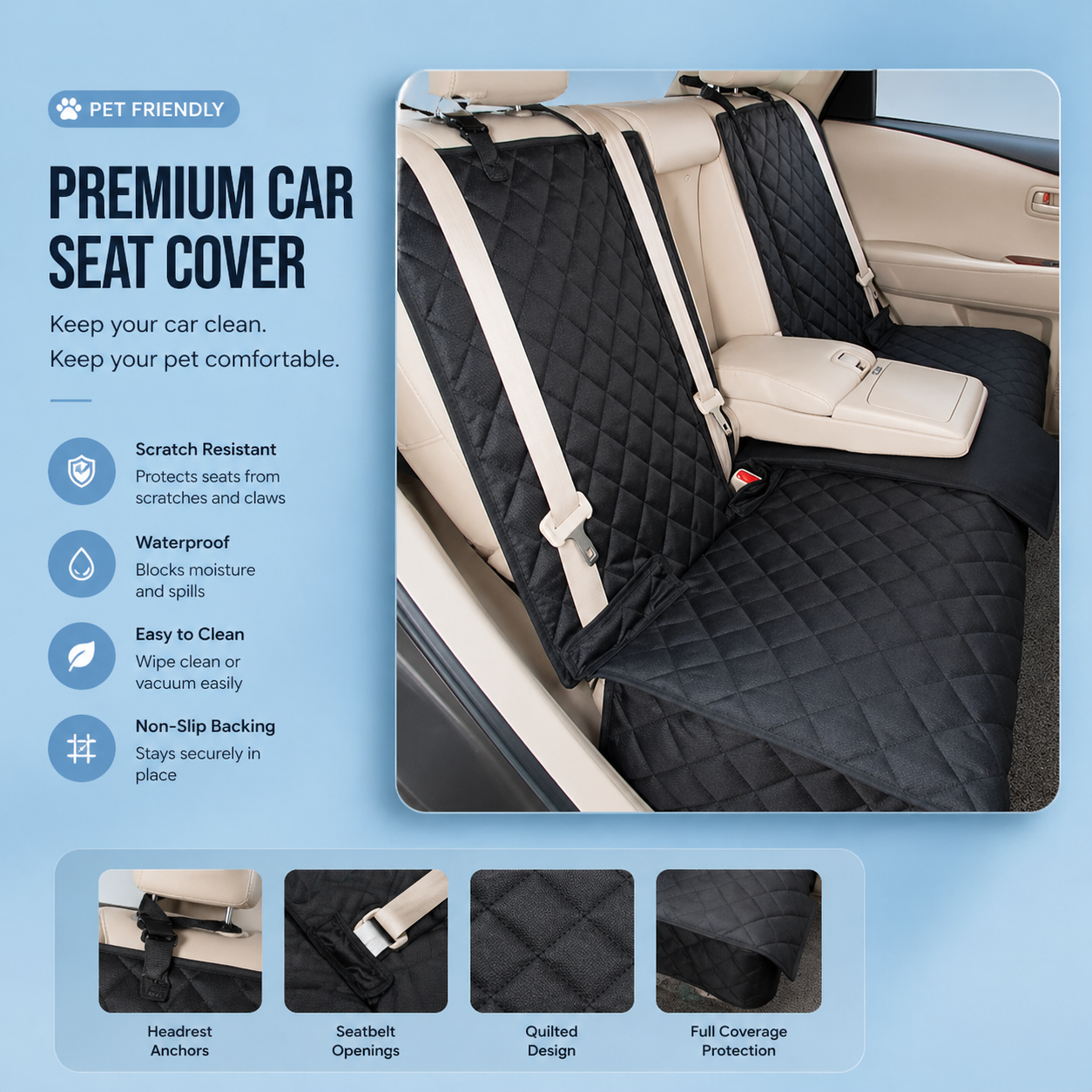 Comfortable Pet Car Seat Cover for Clean Rides 🐾