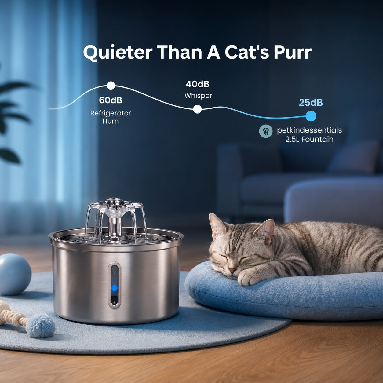 Stainless Steel Cat Water Fountain — Automatic Flower Dispenser with Filter