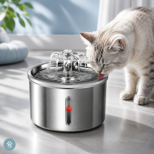 Stainless Steel Cat Water Fountain — Automatic Flower Dispenser with Filter