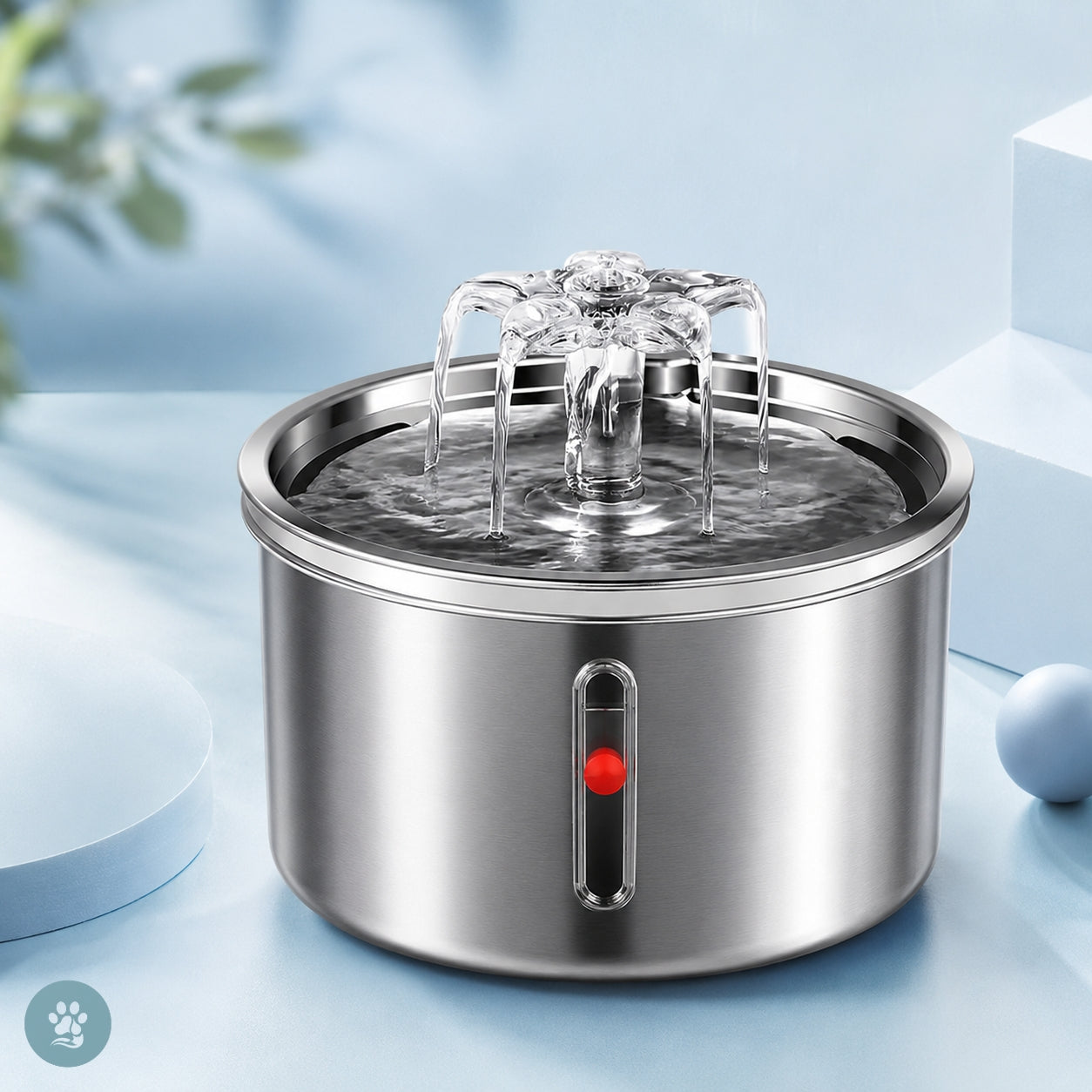 Stainless Steel Cat Water Fountain — Automatic Flower Dispenser with Filter
