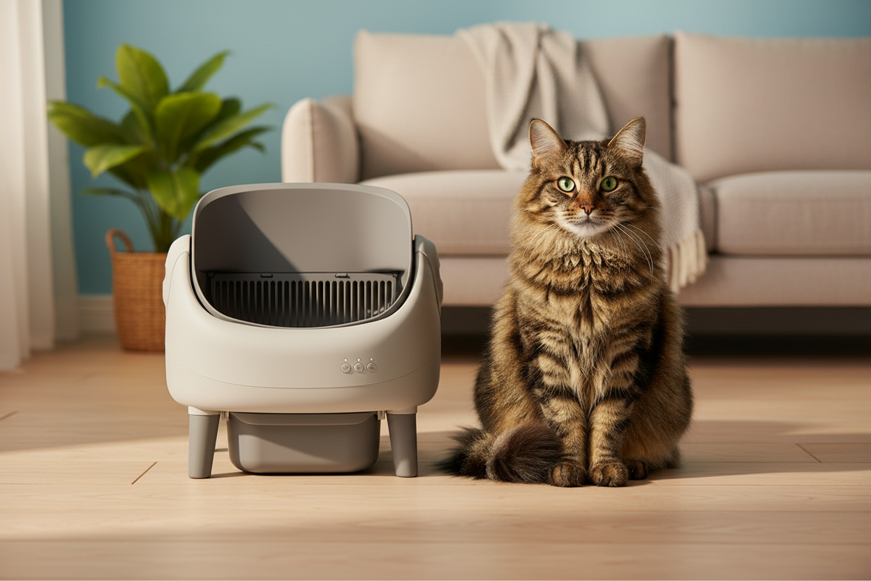 Gray Litter Box - Cozy Home Background